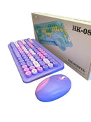 KIT TECLADO E MOUSE SEM FIO 2.4G ROXO HK-08