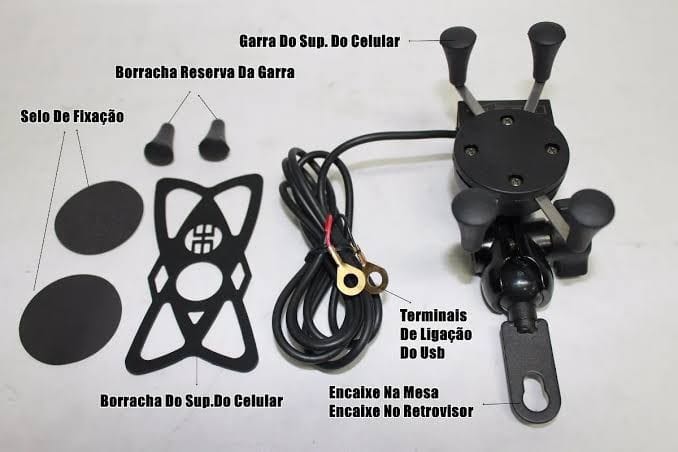 Suporte Garra de Celular Com Carregador Para Moto