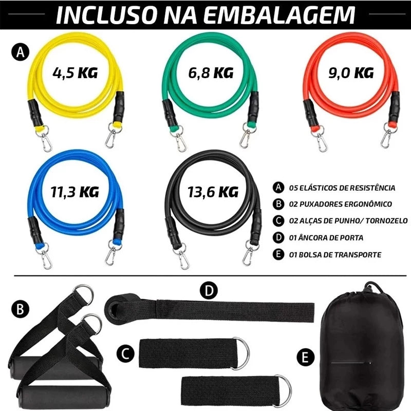 Kit de Extensores Elásticos Para Exercícios