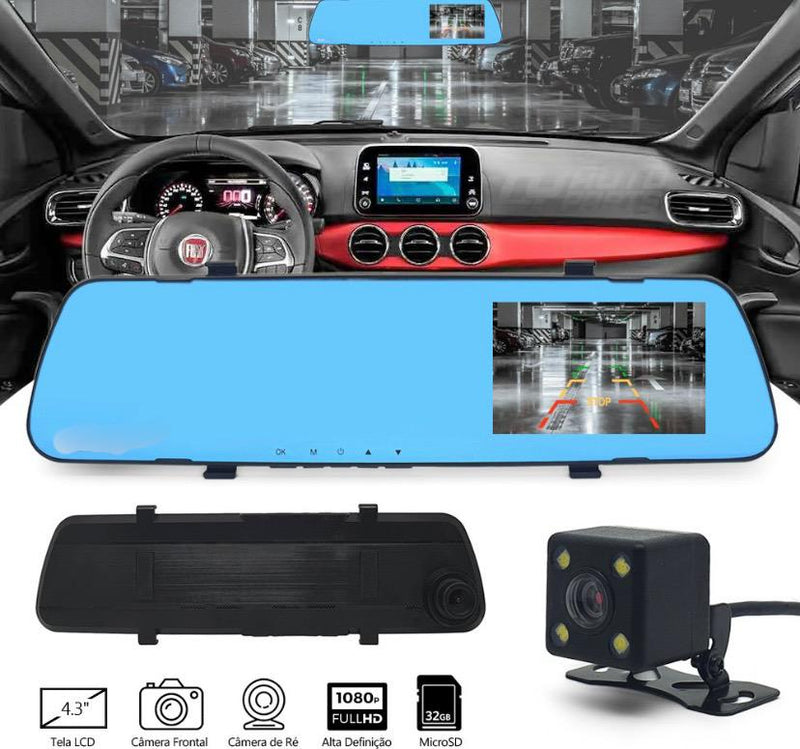 Retrovisor Com Câmera de Ré e Frontal