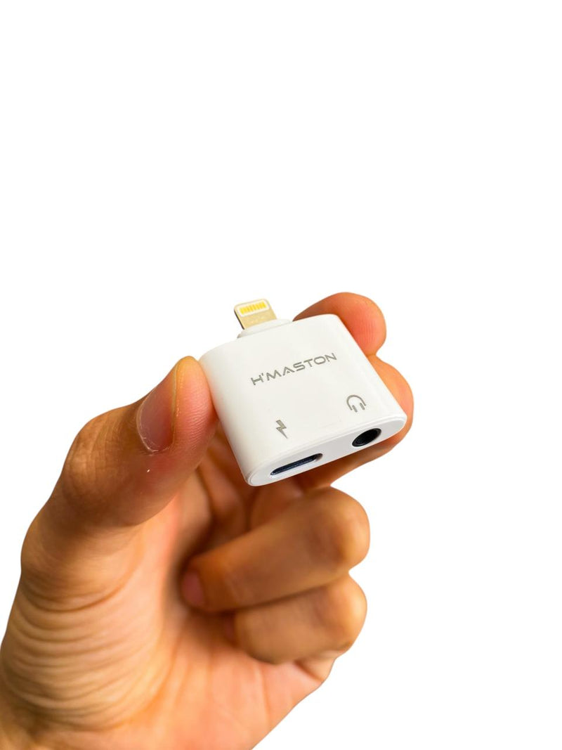 ADAPTADOR DUPLO LIGHTNING IOS + Auxiliar P2 HMASTON HZ-178