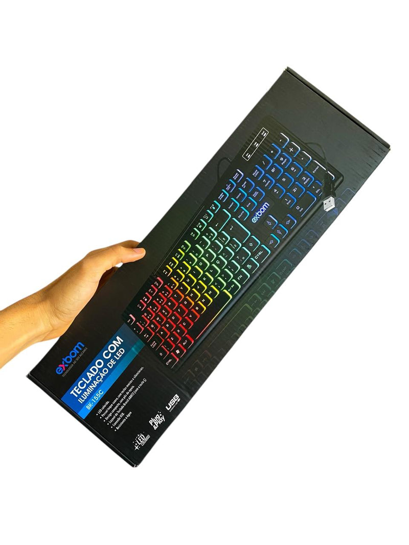 TECLADO GAMER RGB EXBOM BK-155C