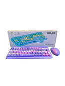 KIT TECLADO E MOUSE SEM FIO 2.4G ROXO HK-08