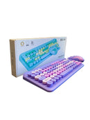 KIT TECLADO E MOUSE SEM FIO 2.4G ROXO HK-08