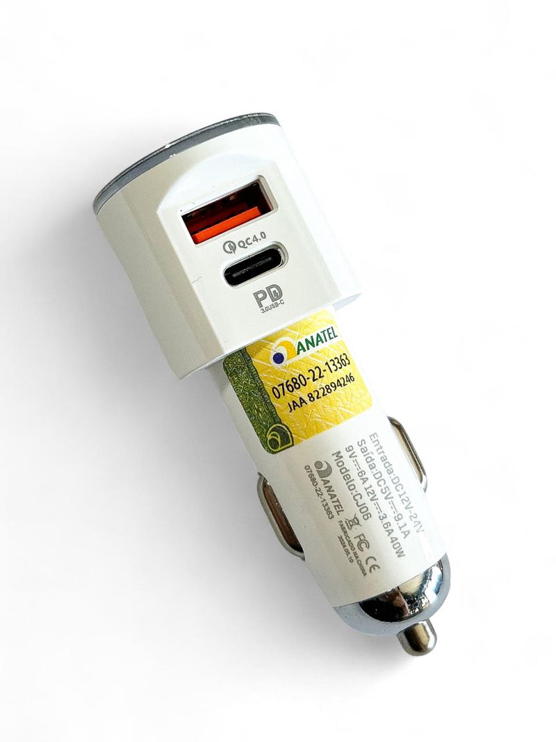 Kit Carregador + Cabo Turbo Automotivo 40W GOLD