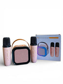 CAIXA DE SOM MINI COM 2 MICROFONES KARAOKÊ